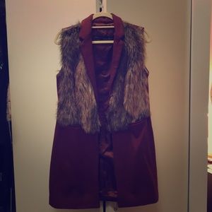 Zara basic fake fur vest size large